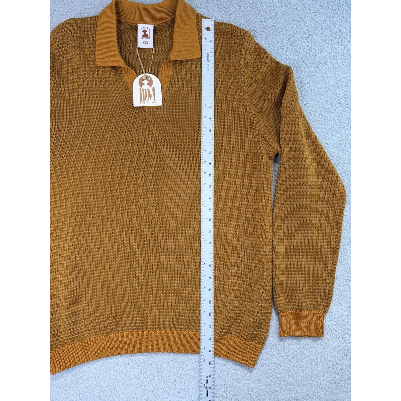 Dandy Del Mar Polo Men’s 2xl The Sebastian Knit Long Sleeve Polo Burnt Sienna — image 5 of 8